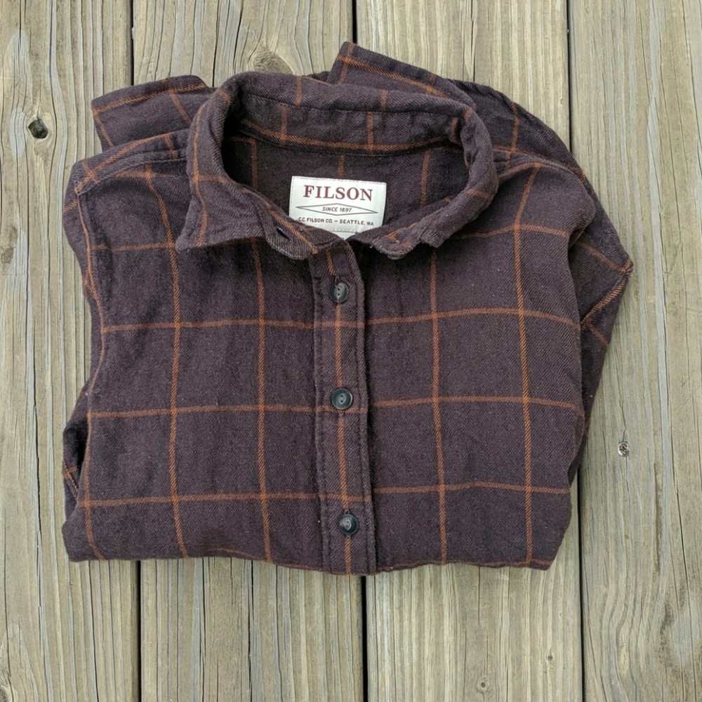 Filson xs plaid button down flannel shirt